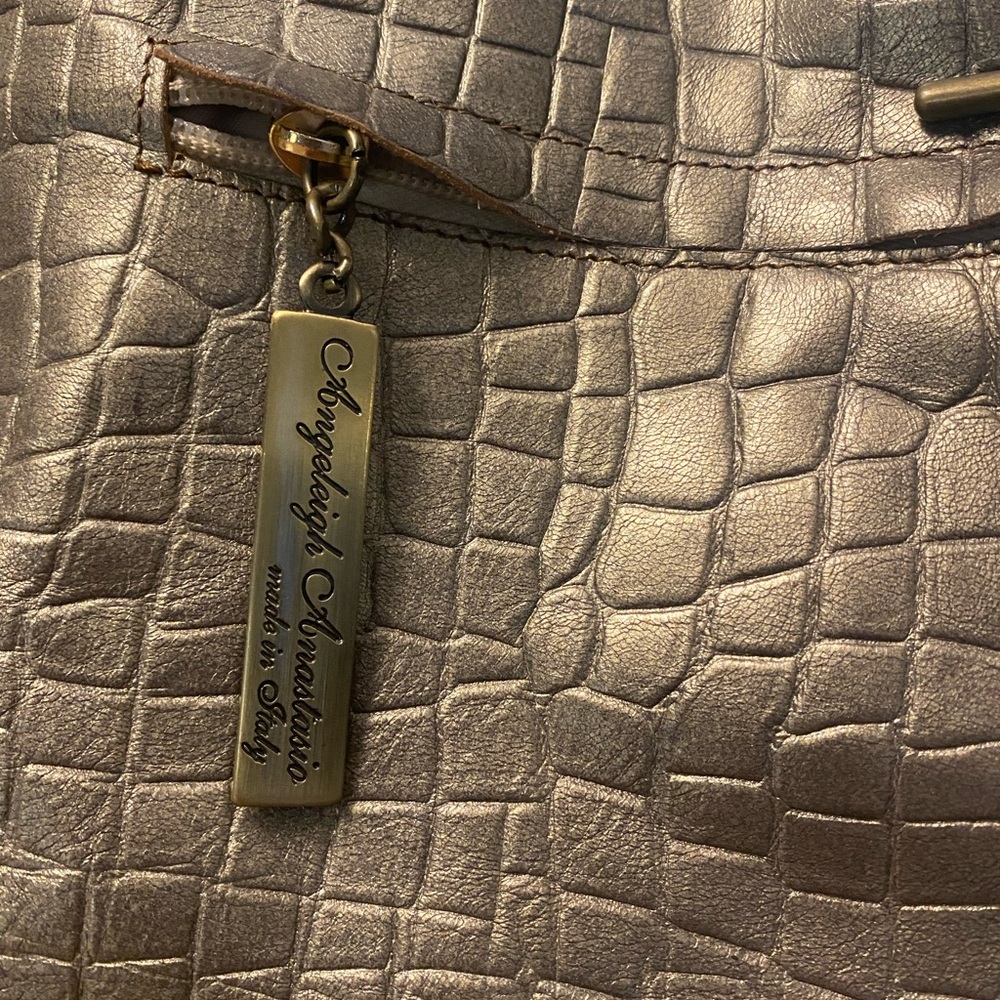 Angeleigh Anastasio Brown Snake Print Tote Bag Pony fur and metallic leather - Picture 9 of 13